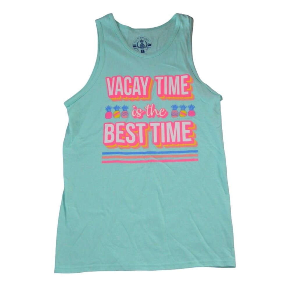 NWOT Love & Pineapples "Vacay Time Is The Best Time" Mint Tank Top S